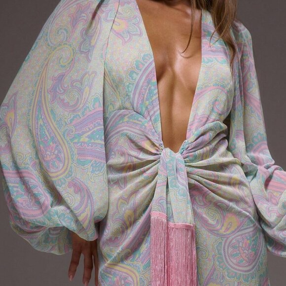 Multicolor Boho Womens Floral Paisley Print Chiffon Maxi Dress - Picture 2 of 5